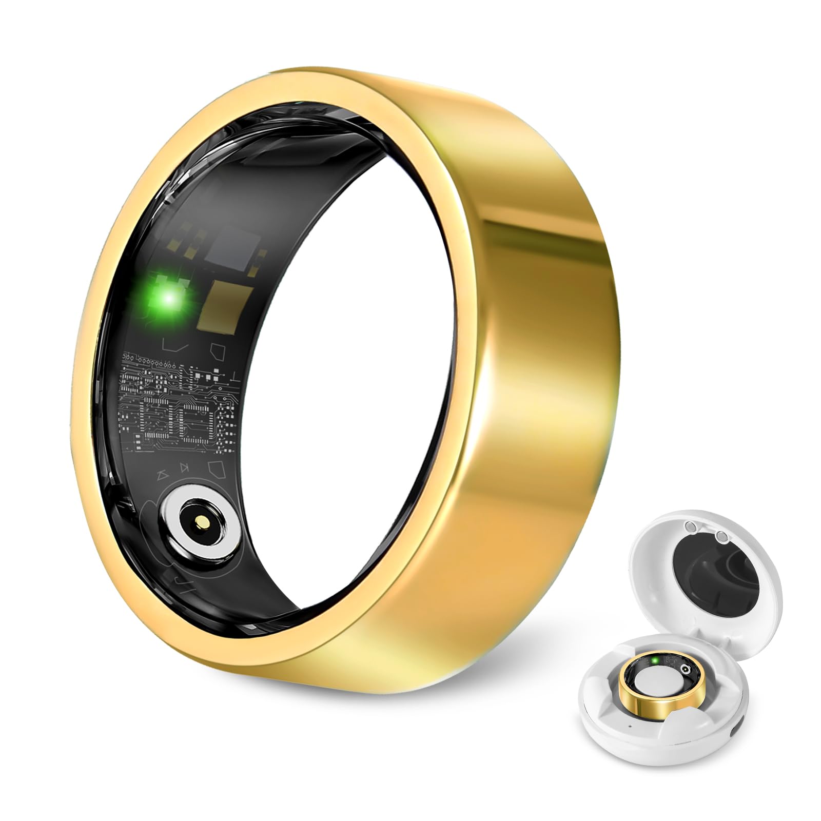 Photo 1 of Smart Ring Gold for Women, Fitness Tracker Health Ring with Sleep Monitoring, No APP Subscription, 10-Day Battery Life, Stress/Heart Rate/Women's Health Tracker, Android & iOS Compatible, Gold 8