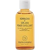 Youth To The People Kombucha + 10% AHA Power Exfoliant (4 fl oz), Overnight Resurfacing Peel, Helps Fade Discoloration + Smooth Skin Texture, Lactic + Glycolic Acid, Fragrance-free, Vegan