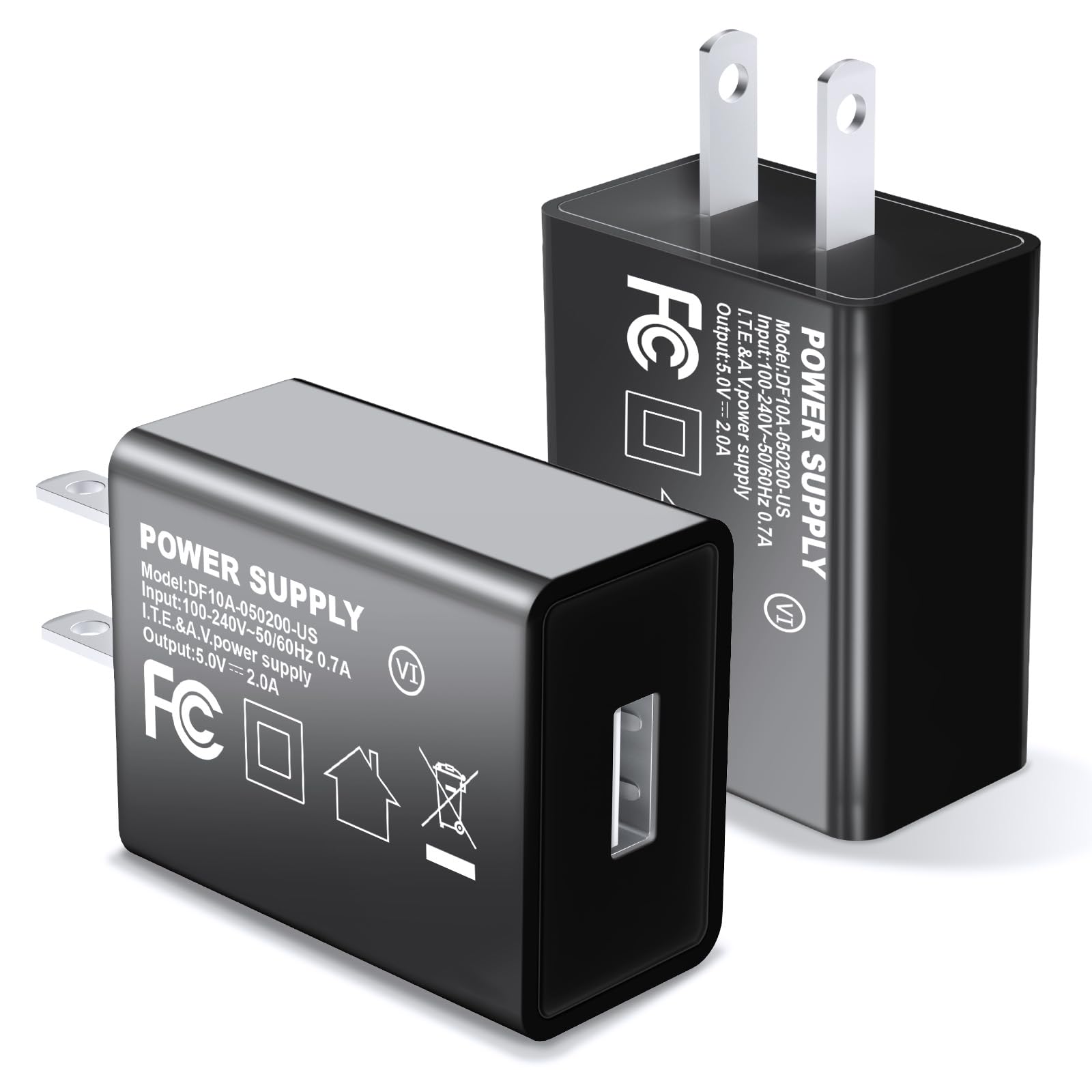 5V 2A Power Plug Adapter UL Certified USB Wall Charger Box AC Fast Charging Block Cube Brick Home Travel Use for iPhone 13/14/15/16/17 Pro/Pro Max/Plus, XS/XR/X, Watch Series 8/7 2Pack