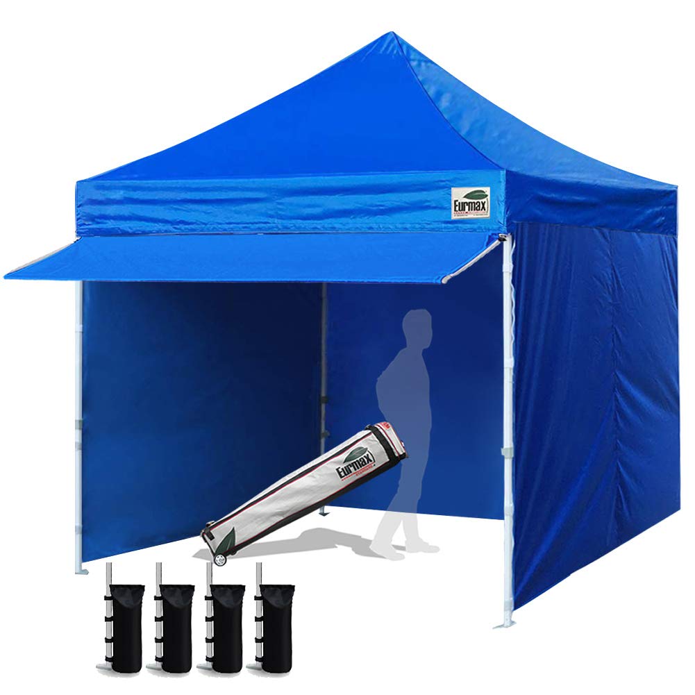Photo 1 of Eurmax USA 10 x 10 Pop up Canopy Commercial Tent Outdoor Party Canopies with 4 Removable Zippered Sidewalls and Roller Bag Bonus 4 Canopy Sand Bags & 24 Squre Ft Extended Awning(Forest Green)