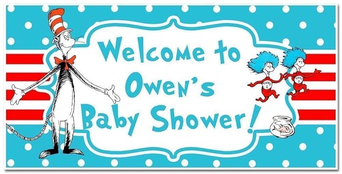 Amazon Com Dr Seuss Cat In The Hat Baby Shower Banner Personalized