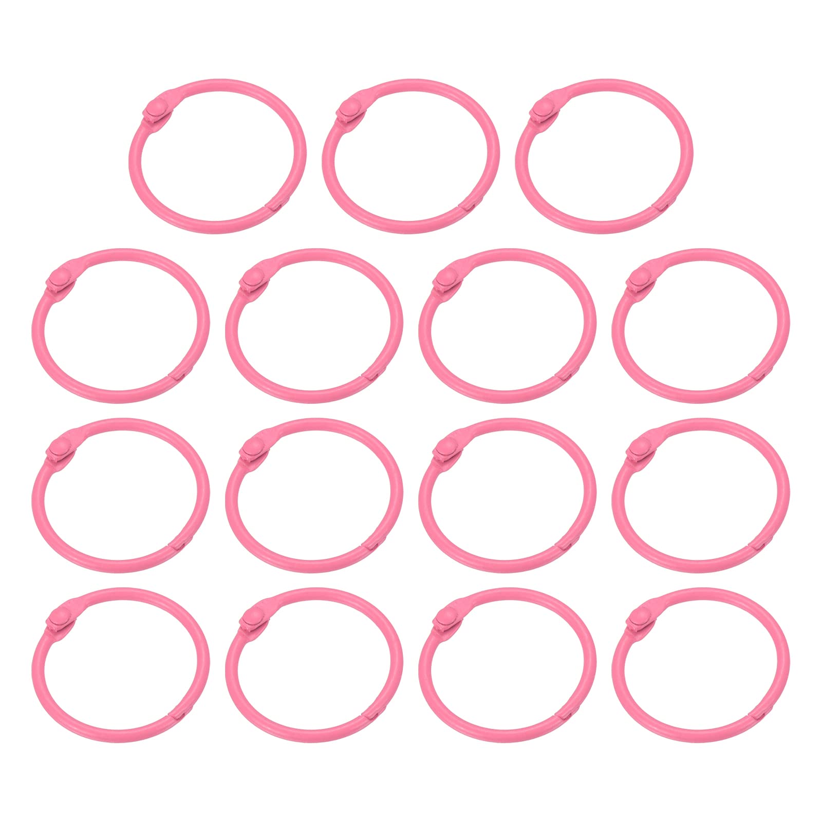 PATIKIL Loose Leaf Binder Rings 1 Inch, 15 Pack Metal Flash Card Book Binding Rings for Key Chain Index Card Scrapbooks, Pink — image 1