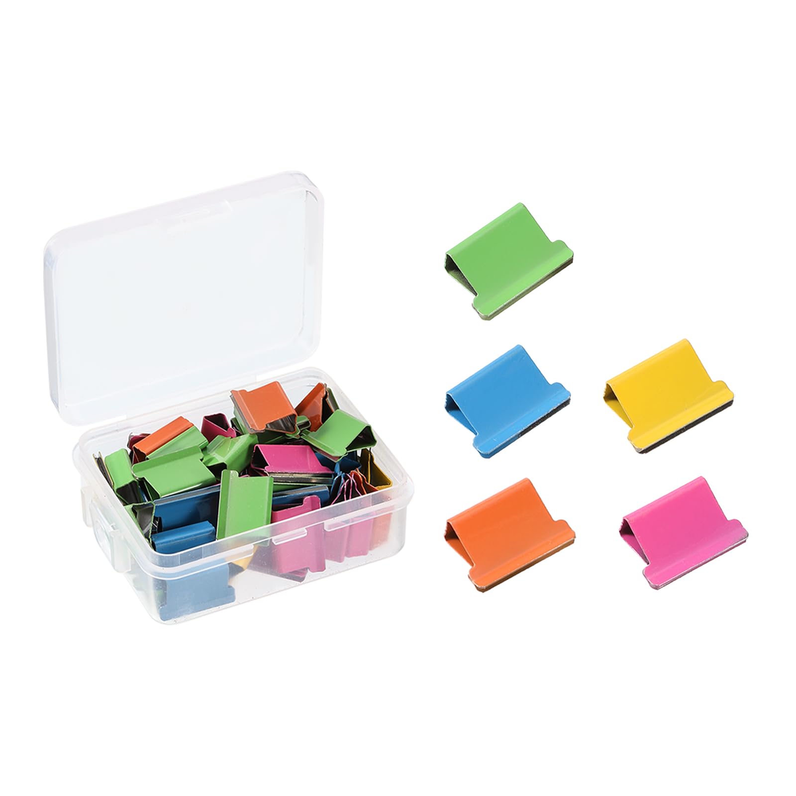 PATIKIL 0.6" x 0.4" Binder Clips, 50 Pcs Reusable Metal Refill Clip Binding for Clam Clip Dispenser, Multiple Colors
