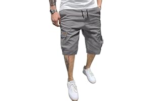 Dokotoo Men Mens Cargo Shorts Casual Waist Elastic Drawstring Outdoor Golf Shorts with 6 Pockets