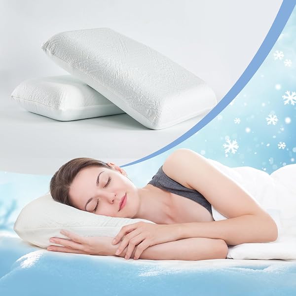BEDTTER COOLING PILLOW WITH GEL MEMORY FOAM AND COOLING CASE FOR COOLING SLEEP (1 PACK), BED PILLOW FOR SIDE SLEEPERS, NECK AND SHOULDER PAIN RELIEF, WASHABLE COVER, 25″X15″X5″