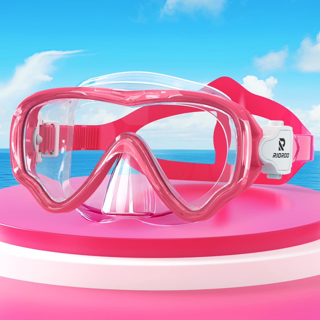 RIOROO Snorkel Mask For Kids, fog Proof and Leak Proof Diving Mask With Nose Mask, 180 ° High-Definition Panoramic Goggles, Swimming Goggles for Boys, Girls, and Teenagers Aged 4-14