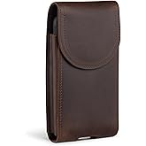 Hengwin Leather Cell Phone Holster Case with Belt Clip Fit for iPhone 17 Pro Max 16 Pro Max Samsung Galaxy S25 Ultra, Full Protection Phone Belt Pouch for Construction Gardening Outdoor Work (Coffee)
