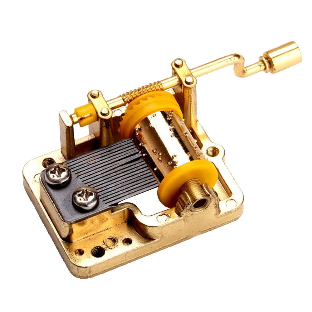 Generic 18 Note DIY Music Box Mechanism, You Are My Sunshine, Gold Handcrank, Antique Style