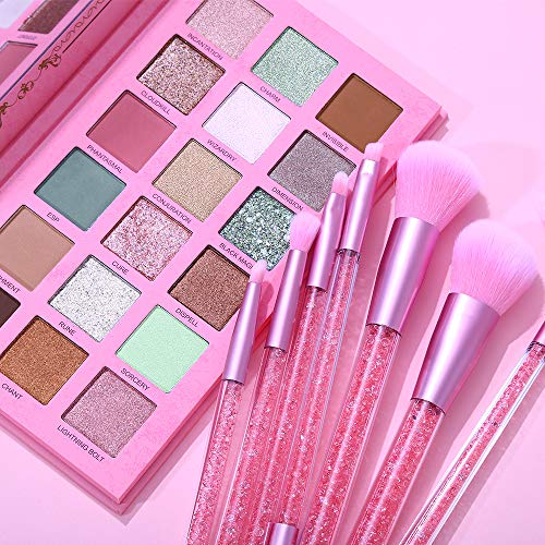 UCANBE Magic Spell Eyeshadow Palette With Soft Nylon Hair Quicksand Brushes Makeup Set Pigmented Shimmer Matte Pressed Metallic Glitter Pink Green Nude Blendable Eye Shadow Brush Bundle Kit - Thumbnail 7