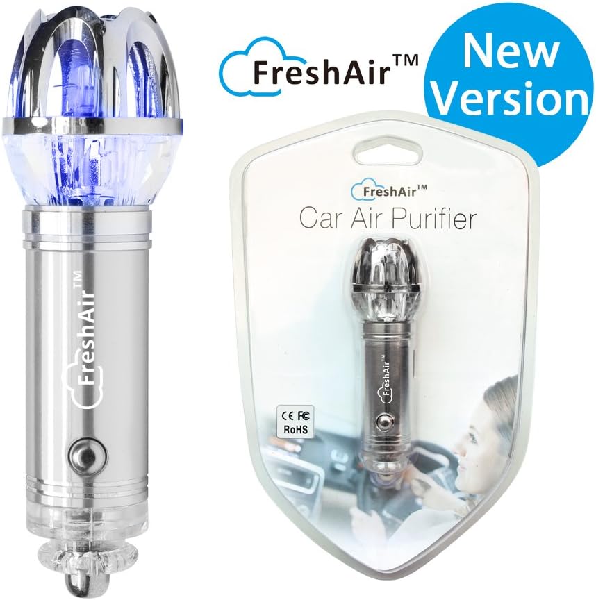 Car Air Purifier, Ionizer, Car Air Freshener, Ionic Air Purifier, Air Cleaner - Removes Pollen, Smoke, Bad Smell and Odors. Ideal for Automobile/RV & Car Gift | CE, FCC and RoHS Certified