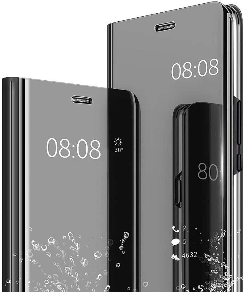 KISCO for Huawei Mate 20 X Mirror Case,Mirror Protective Case Standing Protective Flip Cover with Kickstand Feature for Huawei Mate 20 X-Black