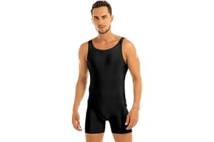 TiaoBug Men's Short Tank Unitard Workout Biketard Jumpsuit One Piece Leotard Bodysuit Underwear