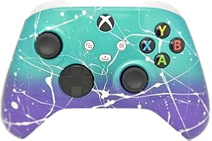 PROCONTROLLERS LLC Hand Airbrushed Fade Custom Controller Compatible with Series X/S & One (Series X/S Purple & Teal White Drip)