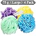 JCMASTER Shower Loofah Sponge Pouf, Large Bath Pouf Mesh Sponge for a Luxurious Bath, 75g, 4 Pack