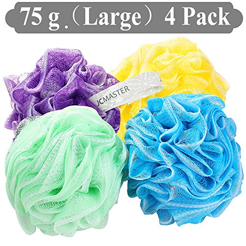 JCMASTER Shower Loofah Sponge Pouf, Large Bath Pouf Mesh Sponge for a Luxurious Bath, 75g, 4 Pack