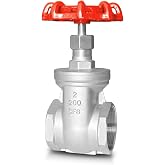 SYWUWV 2" NPT Gate Valve, Heavy Duty, Stainless Steel, Female Thread, DN50 | Manual Rotary Sluice Valve, Rising Stem, Full Bore Design, for Water, Oil, Gas, Air, for Industrial Plumbing and HVAC Systems