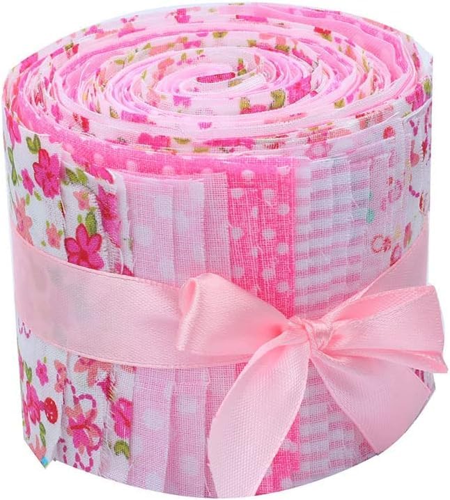 CraftsFabrics 20 pcs 2.4 Inches Pre-Cut Jelly Rolls Strips Fabric 100% Cotton (2.4x42 inches) (for Quilting, Scrapbooking, Arts & Crafts, DIY Projects) (Pink)