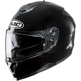 HJC C70 Solid Full Face Motorcycle Helmet with HJ-20M Pin-lock Shield, DOT Approved (Black, Small)