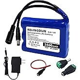 kelingdun 12V 2600mAh Rechargeable Lithium-ion Battery Pack for 12V Devices(CCTV Camera,Bike Light,LED Light Strip, DIY Projects,RC Car, Solar Panels)-Equipped with Charger and Adapters