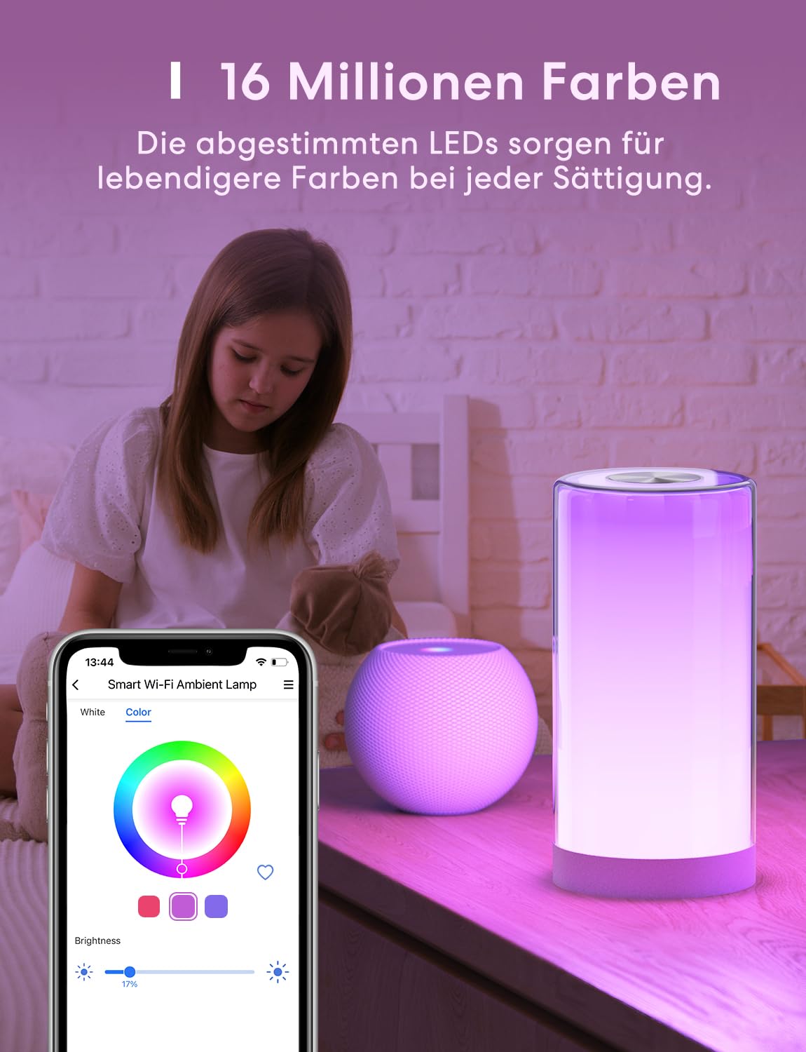 meross WLAN LED Nachttischlampe Funktioniert mit Apple HomeKit, Dimmbar RGBCW Atmosphäre Touch Nachtlampe für Schlafzimmer Wohnzimmer, Smart Nachtlicht Funktioniert mit Alexa, Google Home 7