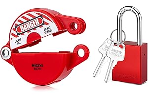 BOZZYS Faucet Locks Outdoor with Aluminum Padlock,Red,Fit 1 to 2-1/2”Gate Valve Knob Lockout Loto Lock Cover(ABS),for Water Spigot,Propane Tank,OSHA Compliant
