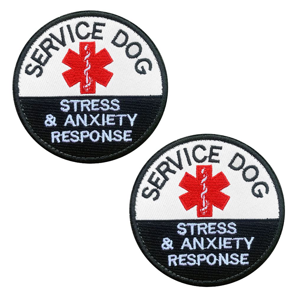 Zcketo 2 Packs Tactical Service Dog Vests/Harnesses Emblem Embroidered Fastener Hook & Loop Medic EMT Service Dog Patch