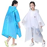 HLKZONE Rain Poncho for Kids, [2 Pack] EVA Kids Raincoat Reusable Rain Coat Jacket for Kids, Boys and Girls 6-13 Years Old