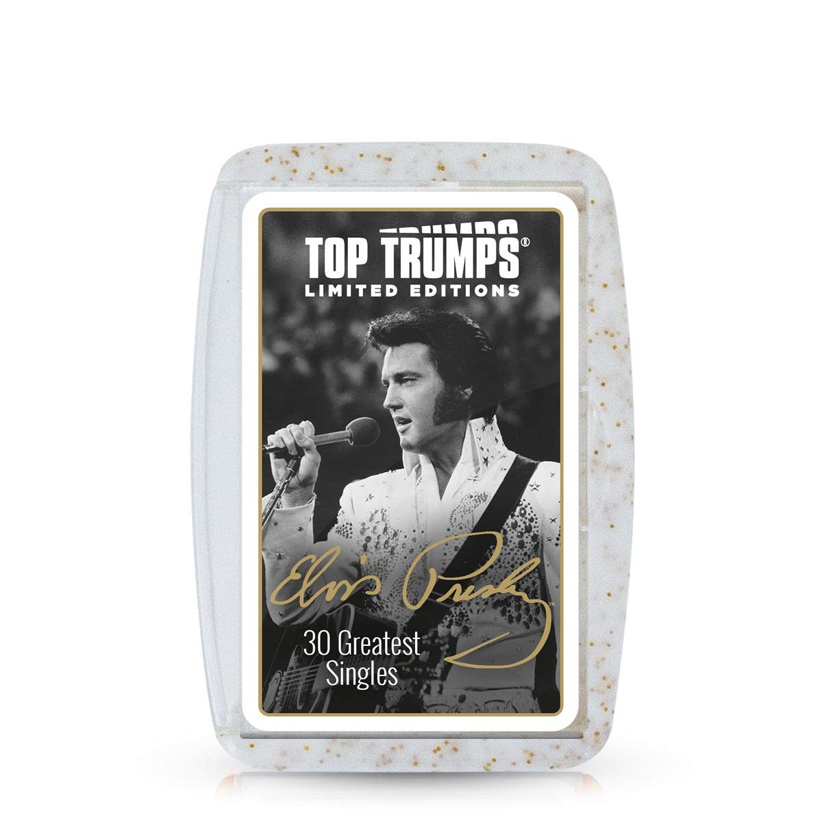 Top Trumps Elvis Presley Limited Edition Card Game, play with the King of Rock and Roll’s 30 greatest songs including Teddy Bear, Don’t be Cruel and Suspicious Minds, for aged 6 plus