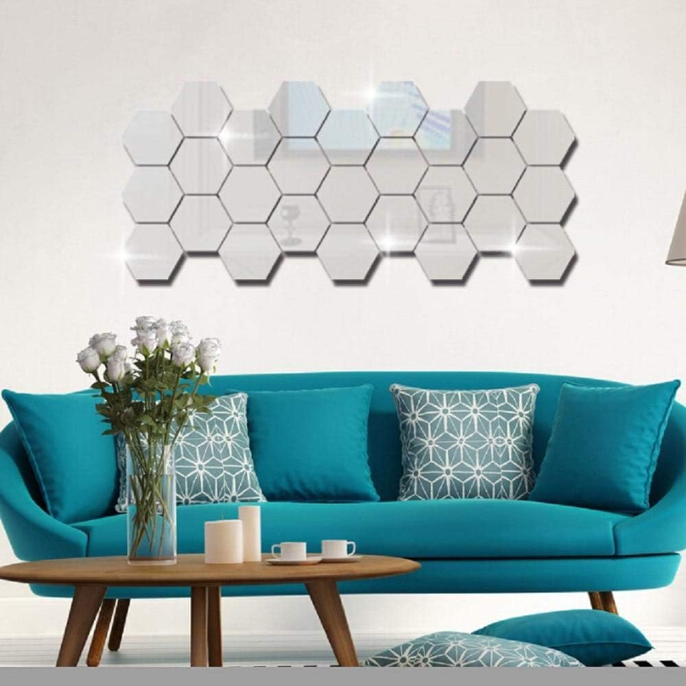 Terraberk 3D Geometric Hexagon Mirror Wall Sticker