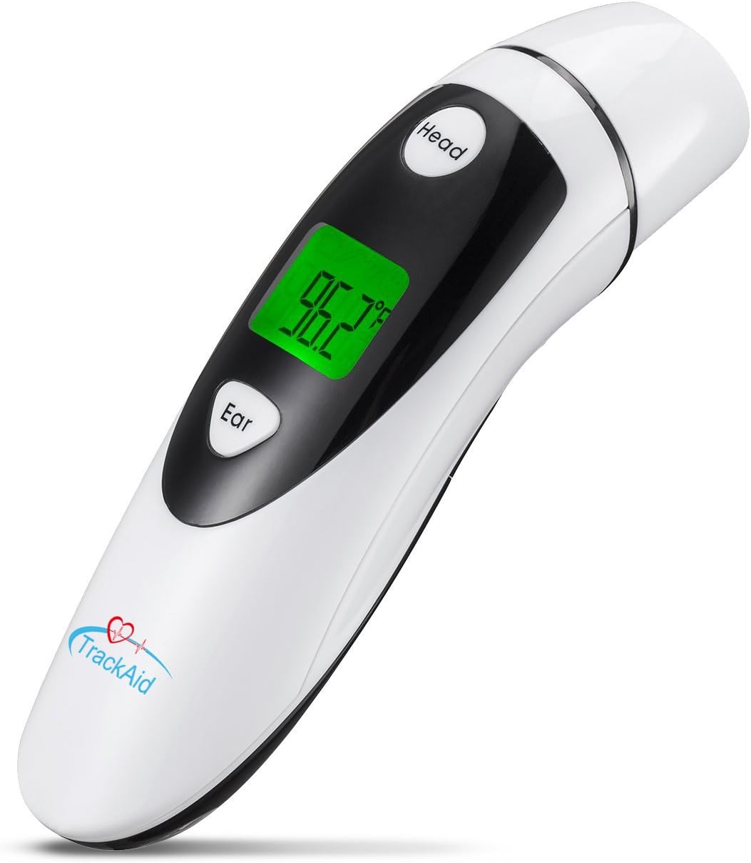 TrackAid Medical Digital Forehead and Ear Thermometer for Babies, Children and Adults Upgraded Infrared Lens