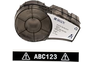 Brady M21-500-595-BK Cartridge, B595 Vinyl Indoor/Outdoor Material, 0.5"W X 21' L, White on Black
