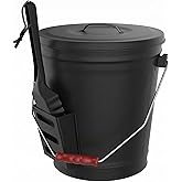 Pure Garden Metal Ash Bucket and Shovel, Black, 4.75-Gallon | Metal Bucket with Lid and Shovel for Fireplace or Firepit Ashes - Heat Resistant Fireplace Tools