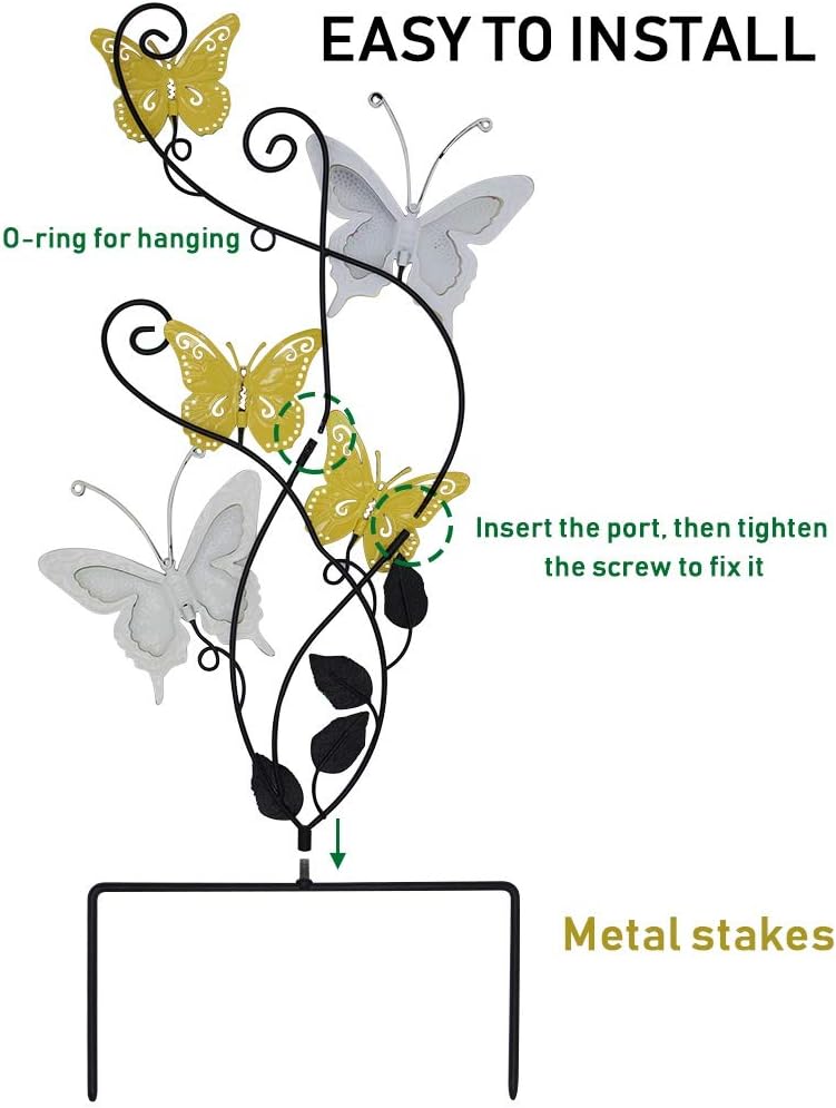 Juegoal 28 Inch Butterfly Garden Stake Decor Metal Wall Art Decoration, Yard Outdoor Ornaments: Garden & Outdoor