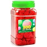 Eppingwin 300pcs 1 Inch Red Pom Poms, Soft Pompoms for Crafts, Pom pom Balls for Arts & Crafts DIY Projects(Red)