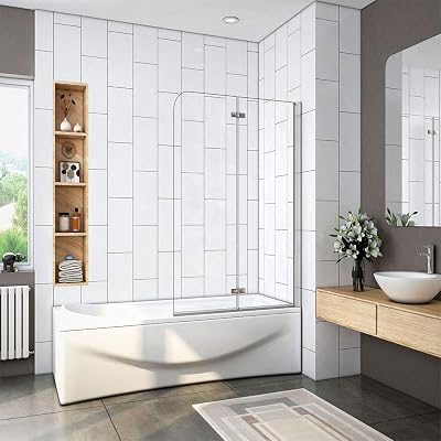 Xinyang 1200x1400mm Folding Shower Bath Screen 180 Hinged Reversible Glass