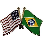 USA and Brazil Flag Die-struck Metal Friendship Lapel Pin with Butterfly Clasp Closure