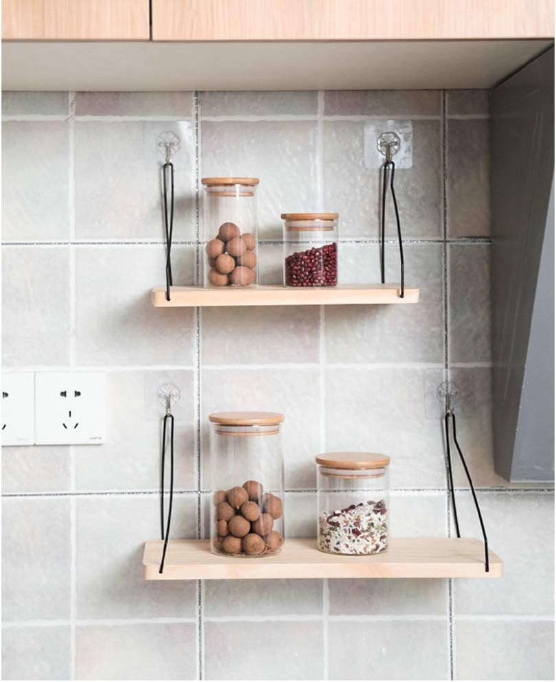 Amazon Com Vosarea Wall Hanging Shelf Vintage Wood Floating Swing Iron Hook Book Shelf Rack Display For Home Room Kitchen Wall Decor 30x14 8cm Home Kitchen