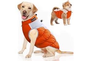 YAKOTAKI Dog Coat, Dog Jacket Upgraded Sturdy Built-in Harness, Elastic and Tightenable High Collar Dog Clothes, Anti Scratch Zipper and Highly Visible Reflective Dog Winter Coat for Small Medium Large Dogs