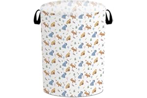 TILLFURU Classic Winnie Laundry Basket, Winnie Storage Bin, Winnie Nursery Decor, Pooh Laundry Hamper, Pooh Oxford Cloth Laundry Hamper With Waterproof Pe Coating, for Bedroom Bathroom 15.7×19.6 Inch