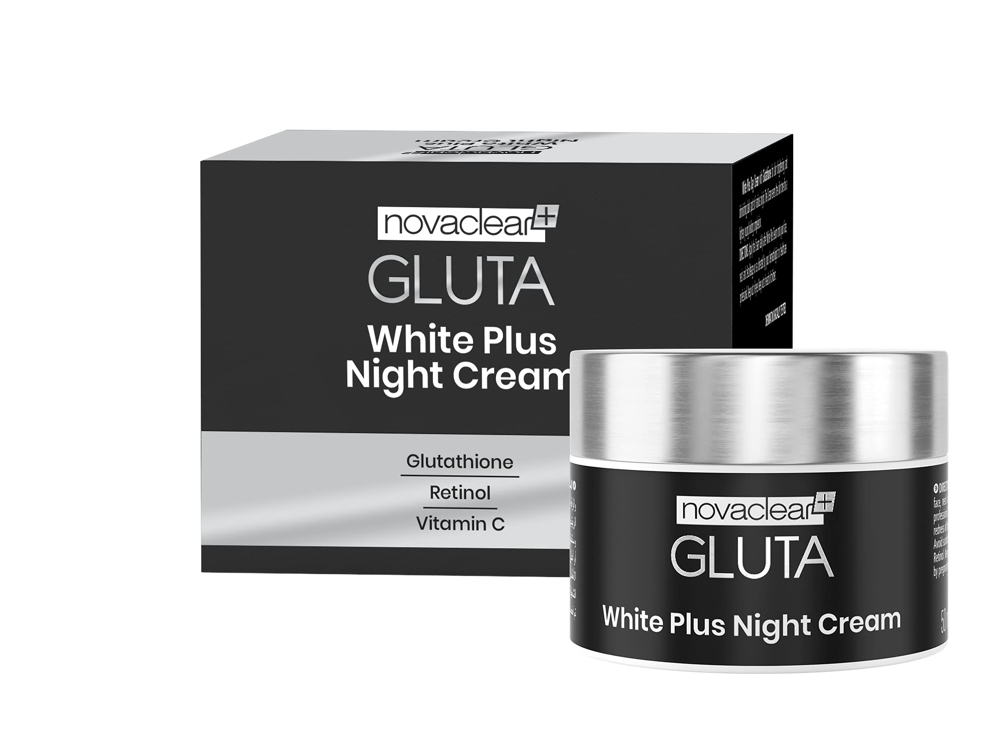 Novaclear Gluta White Plus- Night Cream, Glutathione Night Cream for Skin Brightening/Reduce Wrinkle/Flawless Skin/Daily Care/Soft Skin/Natural Glow -50 ml