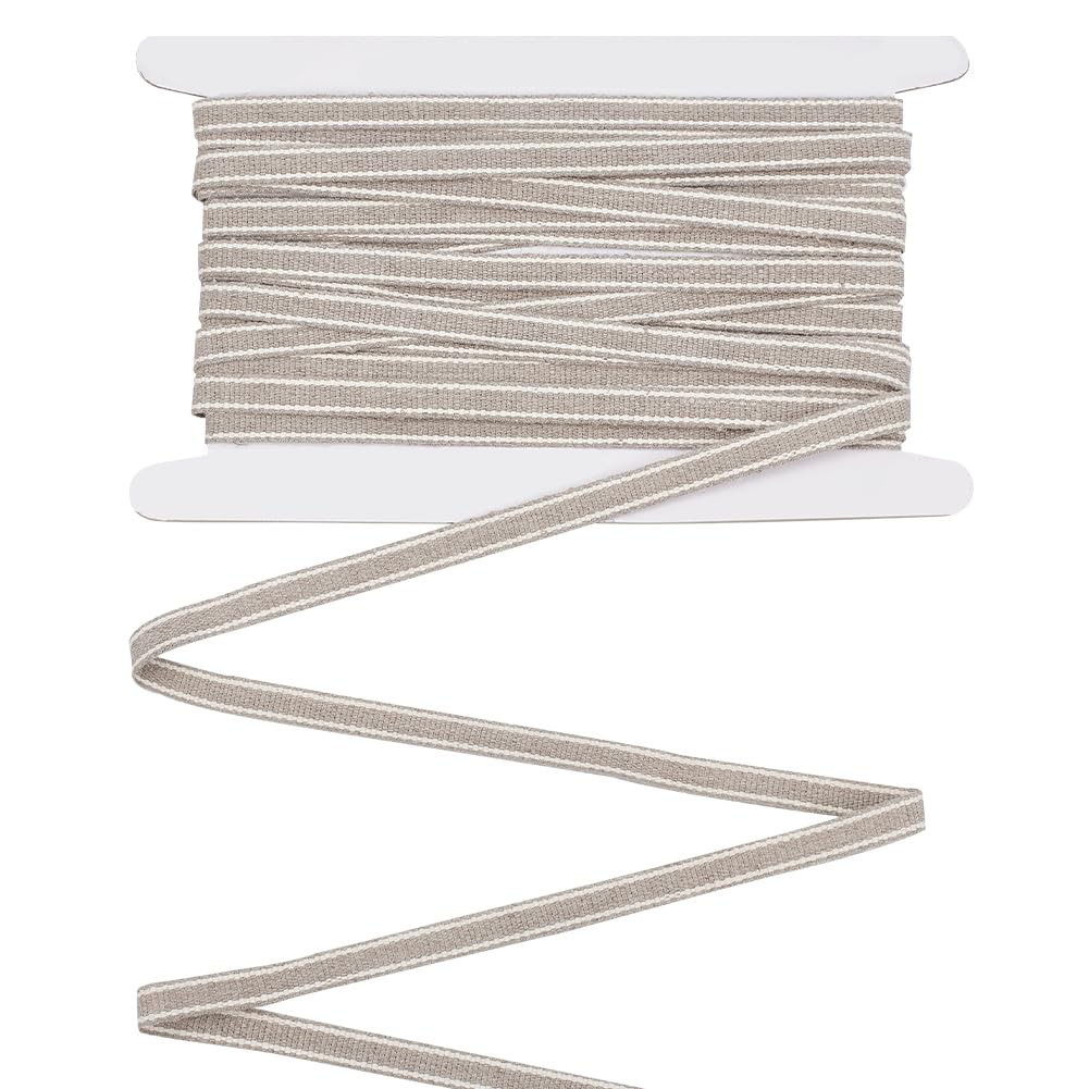 BENECREAT 10m Linen Binding Book Tape, 6mm Wide Gray and White Stripes Bookbinding Repair Tape Cloth Supplies for Bookbinding Book Arts Sewing DIY Craft