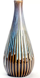 Together-life Ceramic Flower Vase, Unique Glazed Design Simple Retro Style Decorative Vase Floral Container for Home Decor, Living Room Table Wedding Housewarming Party Decoration