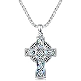 Cargari 925 Sterling Silver Cross Pendant Necklace for Men Women, Christian Amulet Necklace Protection Jewelry Religious Faith Gifts (With Gift Box)