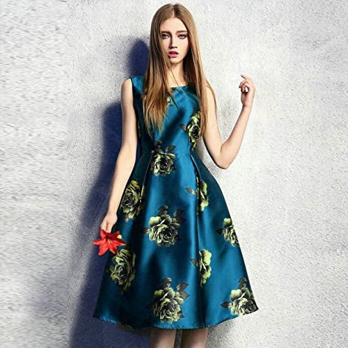 Buy Maruti Villa Women S Knee Length Round Neck Floral Printed A Line Dresses D 56 Eva 05 Green Xx Large At Amazon In