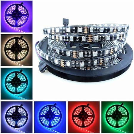 Flexible 16.4ft 5M 300Leds RGB 5050 SMD LED Strip Light Non-Waterproof Black PCB