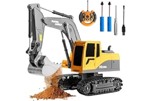 Playing Gorilla Remote Control Excavator Toys for Boys, Metal Mini RC Excavator with Extra Rechargeable Batteries, 1:24 Scale Construction Toys for Kids Age 3-5 4-7 8-12 Christmas Birthday Gift