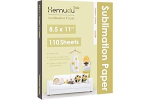 Hemudu Tale Sublimation Paper 8.5x11 inch 110 Sheets for Personalized Tumblers Mugs Light T-Shirt & Other Blanks, Works with Sublimation Ink and Inkjet Printers, 126gsm
