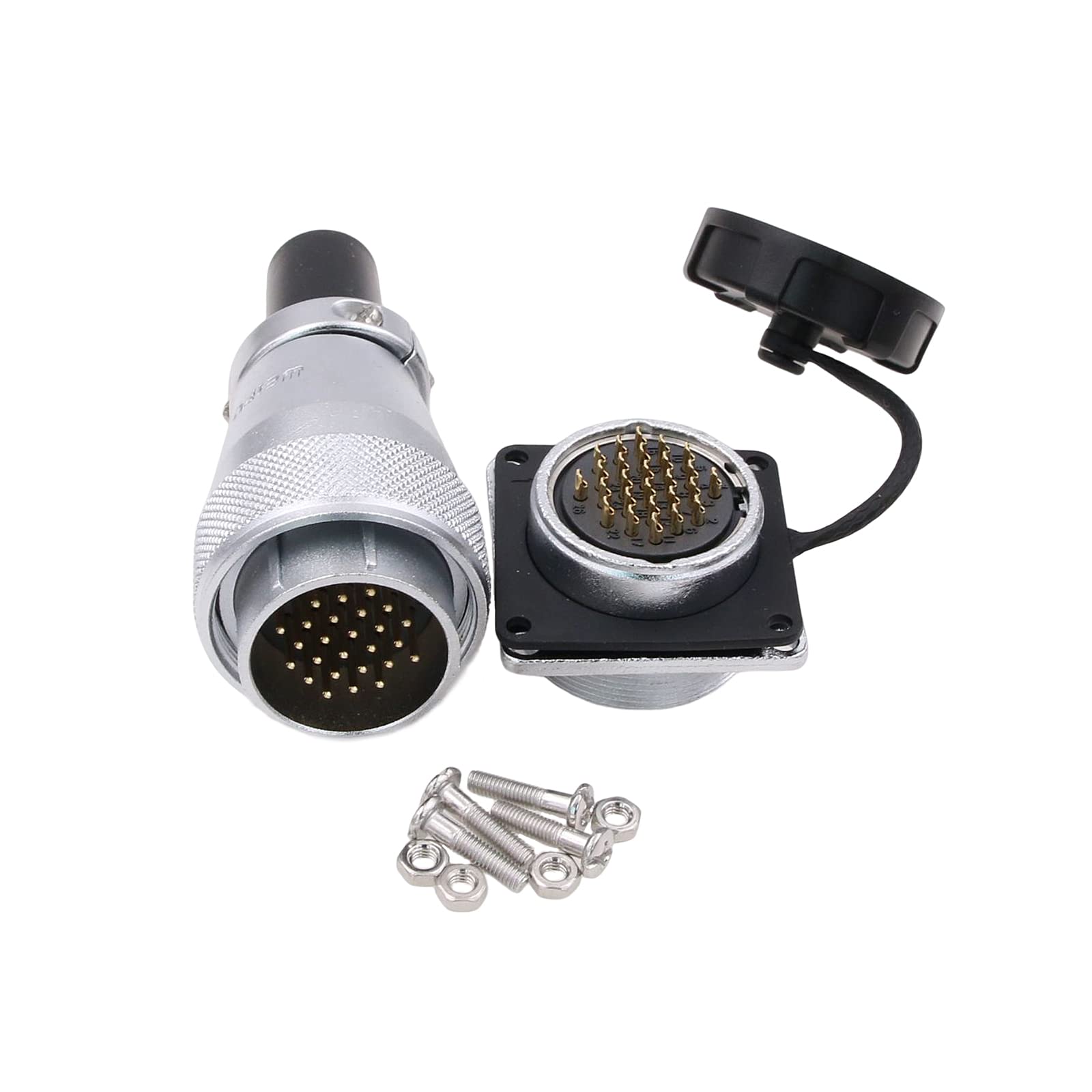 Eonvic WEIPU WS28 26 Pin Connector Waterproof IP67 Metal Male Plug Female Square Socket Panel Mount Aviation Cable Connector (26Pin)