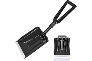 ORIENTOOLS Snow Shovel, Folding Snow Shovel for Snow Removal, Lightweight Portable with D-Grip Handle and Durable Aluminum Edge Blade, Emergency Snow Shovel for Car, Truck, Camping (Black, Blade 9")