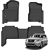 Jenofa-Floor Mats for Infiniti QX80/Nissan Armada 2019-2024 2r Floor Liner Waterproof All Weather Car Mats Custom Fit 2024 QX80 Durable TPE Rubber Mat for 2023 Armada Accessories 2nd Row Black